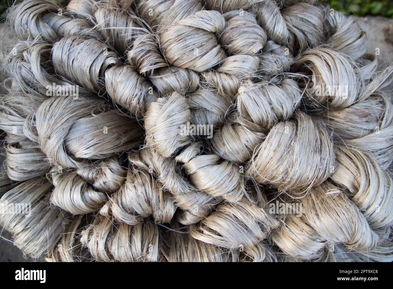 Spesso bruno fascio di fibra di iuta grezza trama sfondo Foto Stock