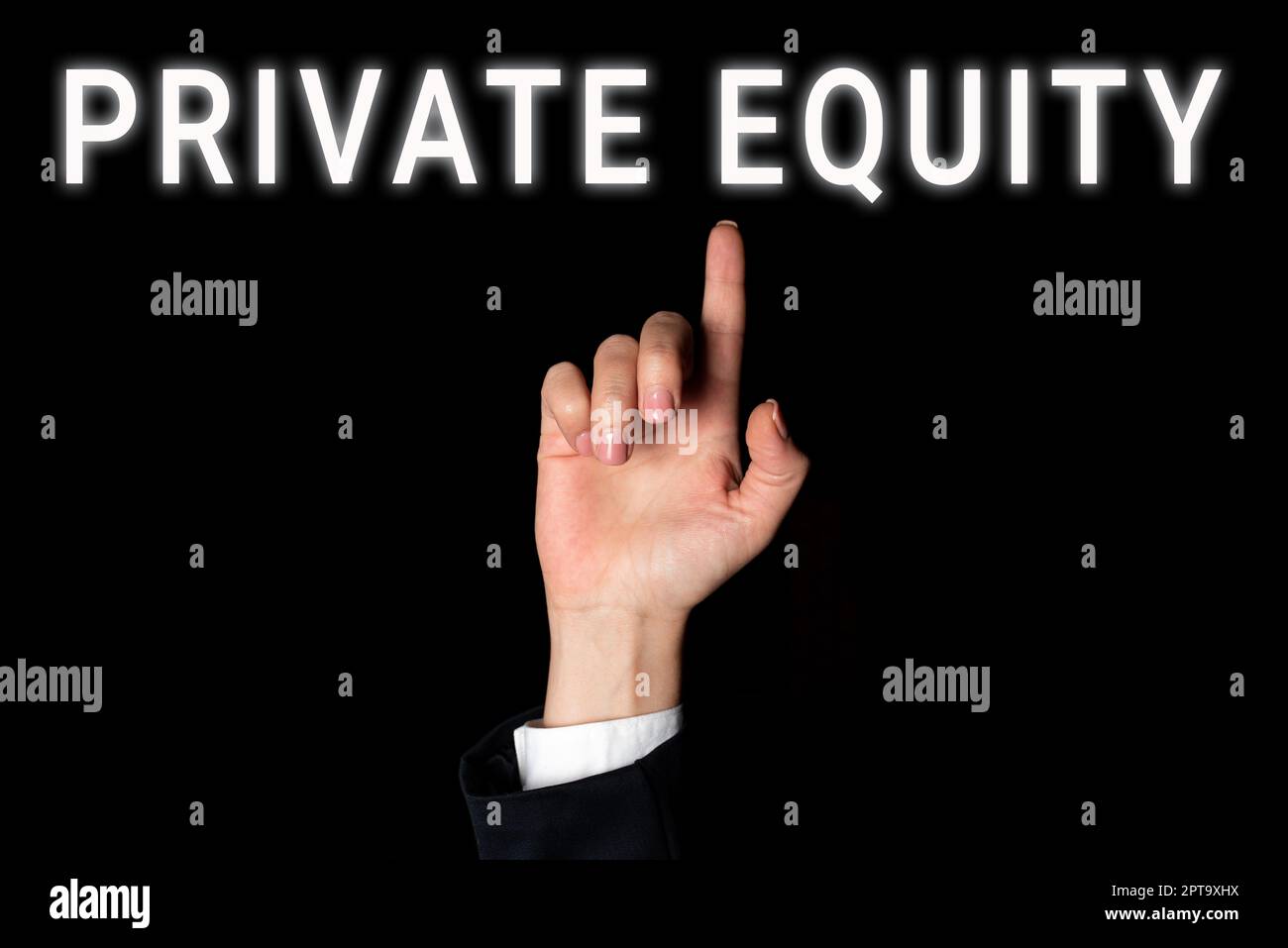 Didascalia concettuale Private Equity, Business Concept Limited Partnership composta da fondi non quotati in borsa Foto Stock