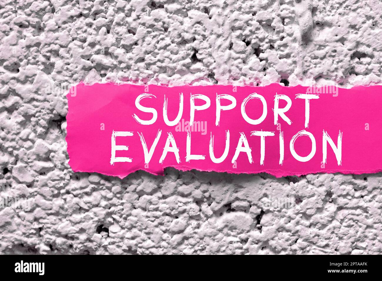 Il segno di testo che mostra la valutazione di supporto, parola scritta sopra aiuta a valutare un oggetto degno o significati la cancelleria assortita dell'ufficio della collezione multipla Foto Stock