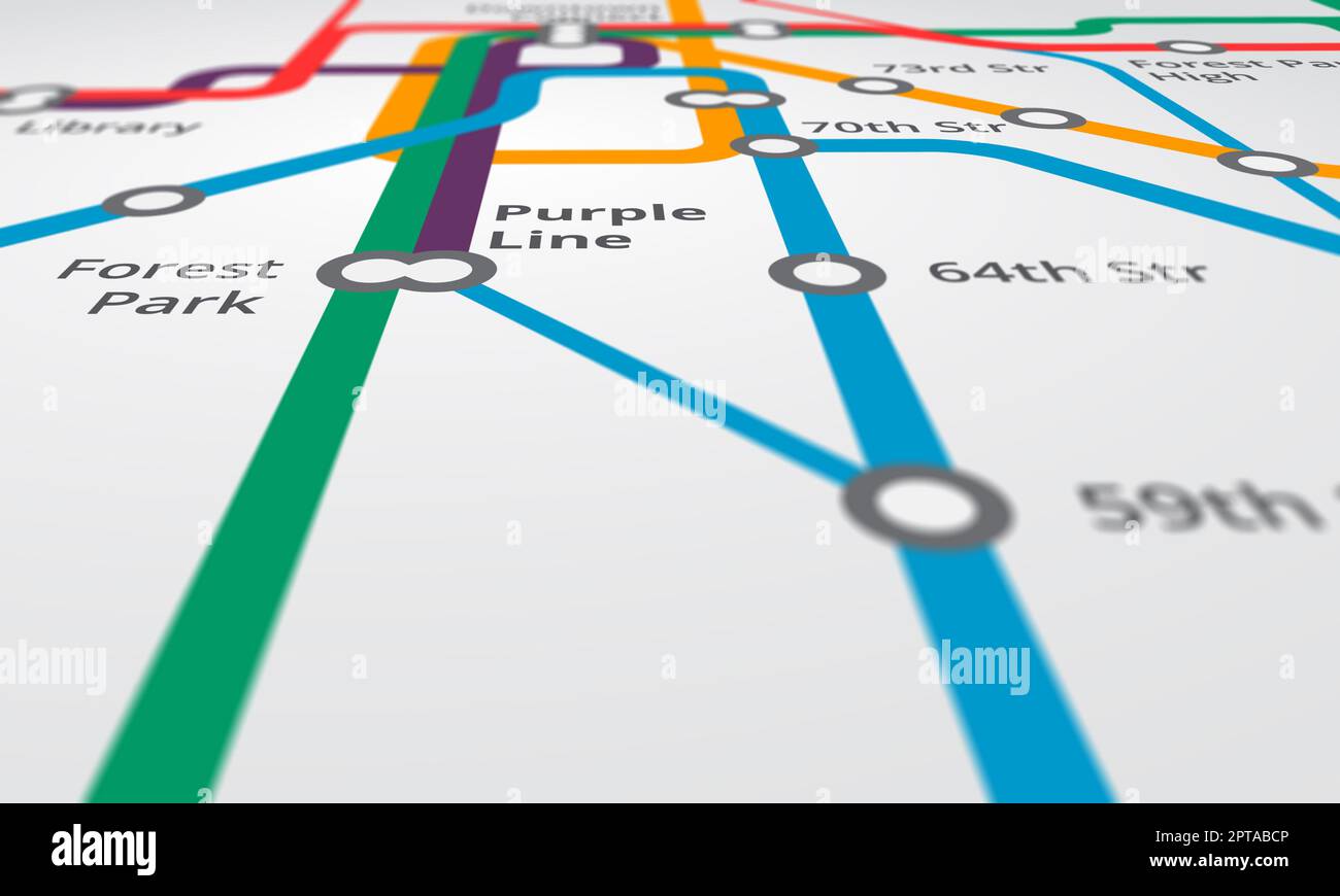 Mappatura del percorso. Vista ritagliata di una mappa delle linee ferroviarie della metropolitana - TUTTO il design di questa immagine è creato da zero dal team Yuri Arcurs o Foto Stock