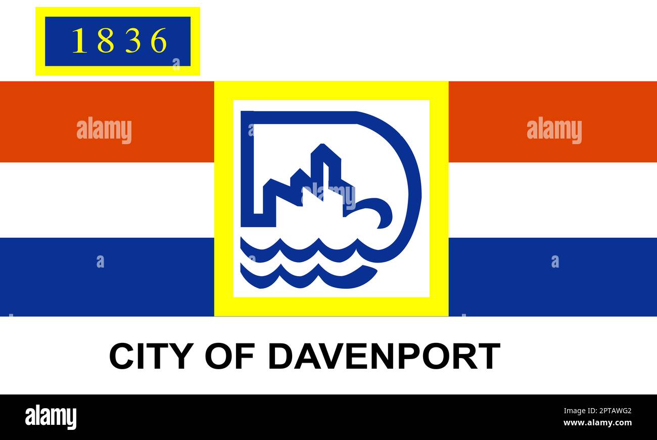 La bandiera della città di Davenport Iowa USA Foto Stock