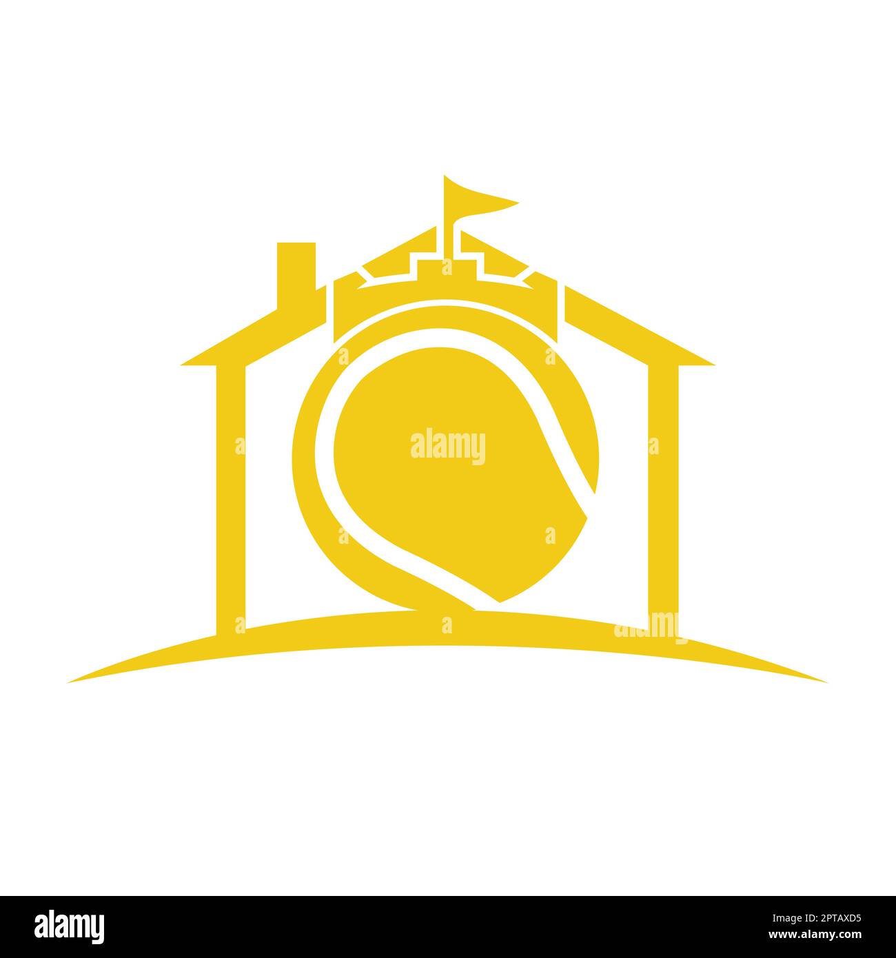 Tennis forte vettore logo design. Castello tennis icona design. Illustrazione Vettoriale