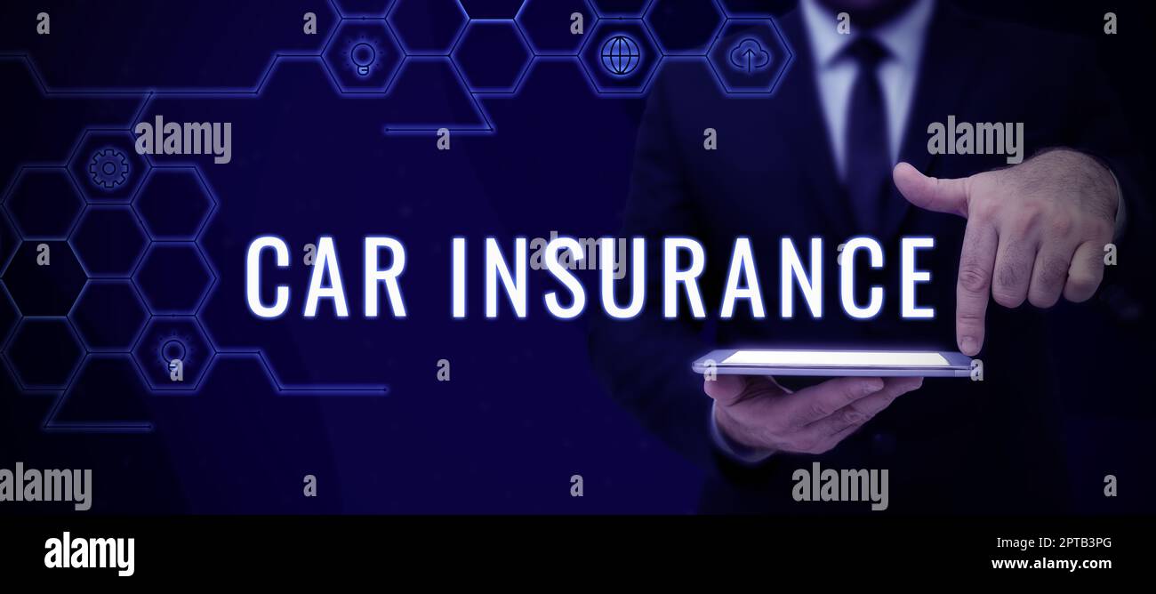 Titolo concettuale assicurazione auto, Business Concept copertura incidenti Politica completa garanzia del veicolo a motore Foto Stock