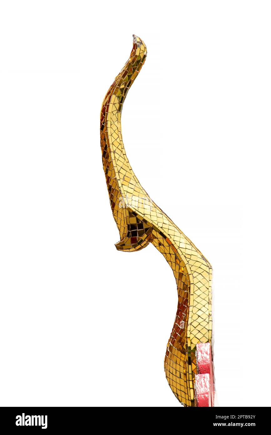 La forma di apice timpano sul tetto di un bellissimo tempio tailandese Foto Stock