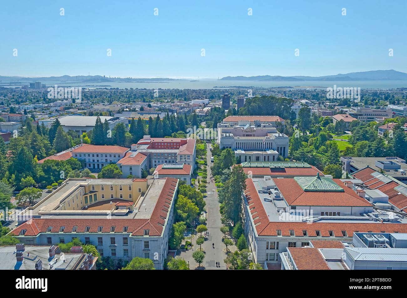 Veduta aerea del Berkeley University Campus e della Baia di San Francisco, California, USA Foto Stock