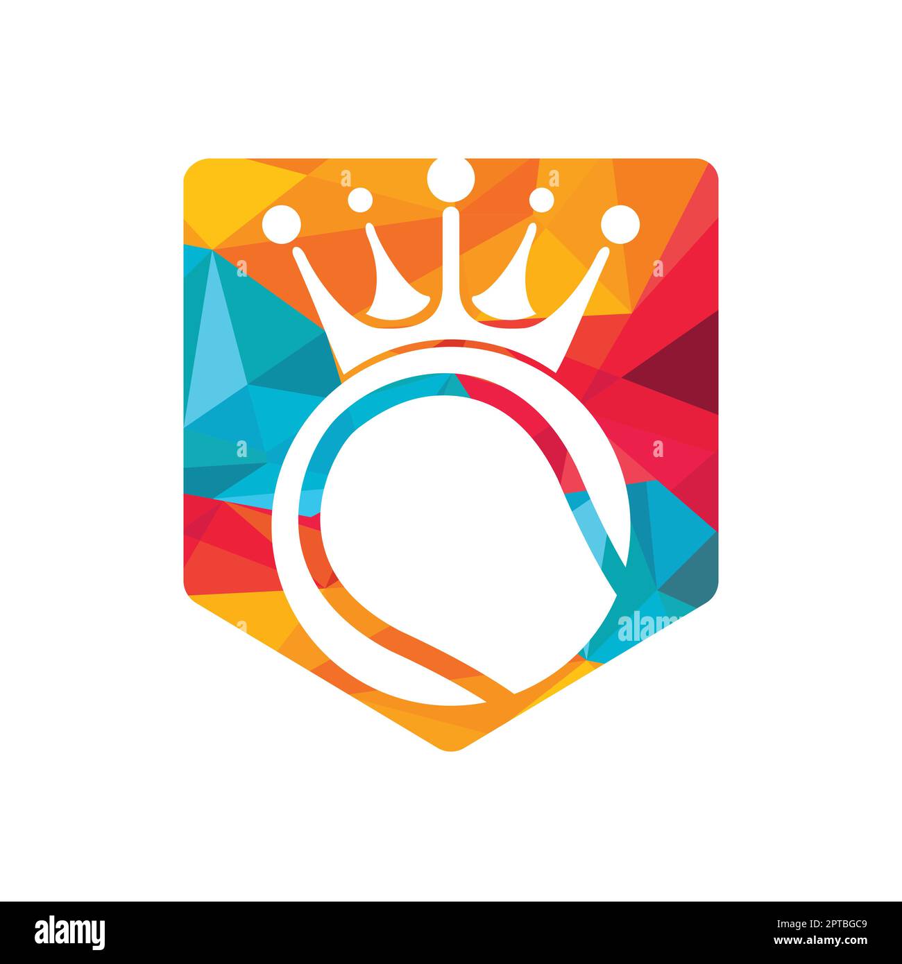 Tennis king design vettoriale logo. Palla da tennis e modello con icona a forma di corona. Illustrazione Vettoriale