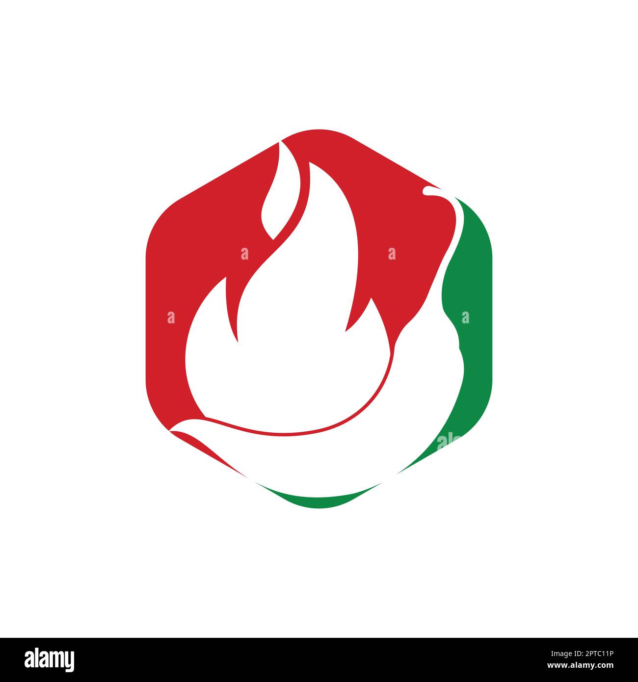 Hot Chili Vector logo design concetto. Simbolo del logo Fire Chili, icona del simbolo Spice food. Illustrazione Vettoriale