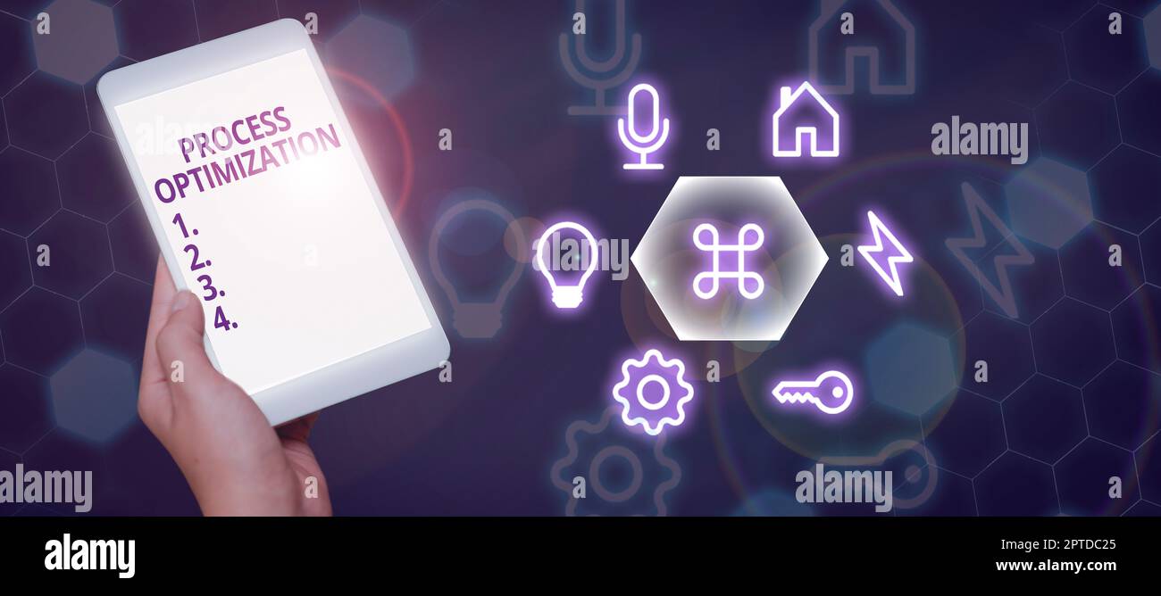 Didascalia concettuale ottimizzazione del processo, approccio aziendale migliorare l'efficienza delle organizzazioni massimizzare il throughput Foto Stock