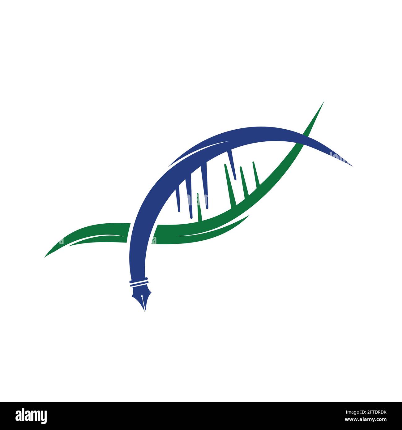 Disegno del logo vettoriale della penna del DNA. Concetto del logo di educazione della scienza del DNA. Illustrazione Vettoriale
