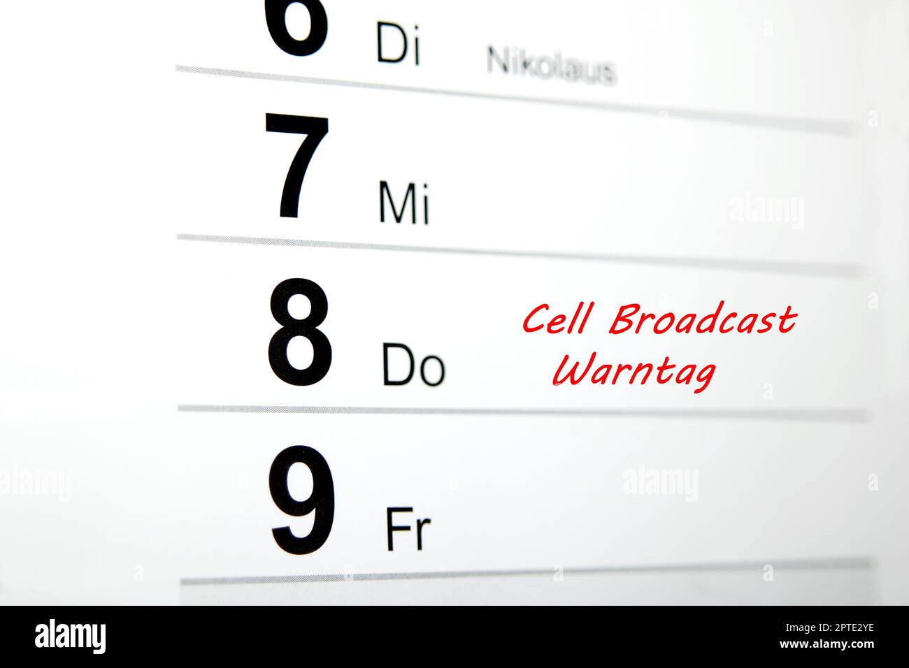 Cell Broadcast Warntag am 8. Dicembre Foto Stock