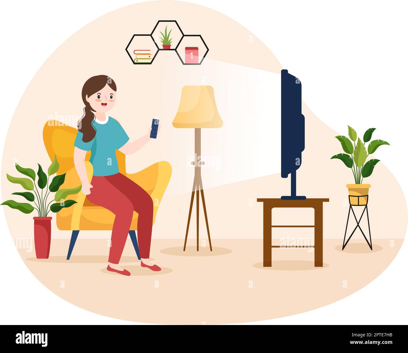 TV modello di canale disegnato a mano Cartoon Flat Illustrazione Home Entertainment per guardare film, film d'azione o Breaking News in televisione Illustrazione Vettoriale