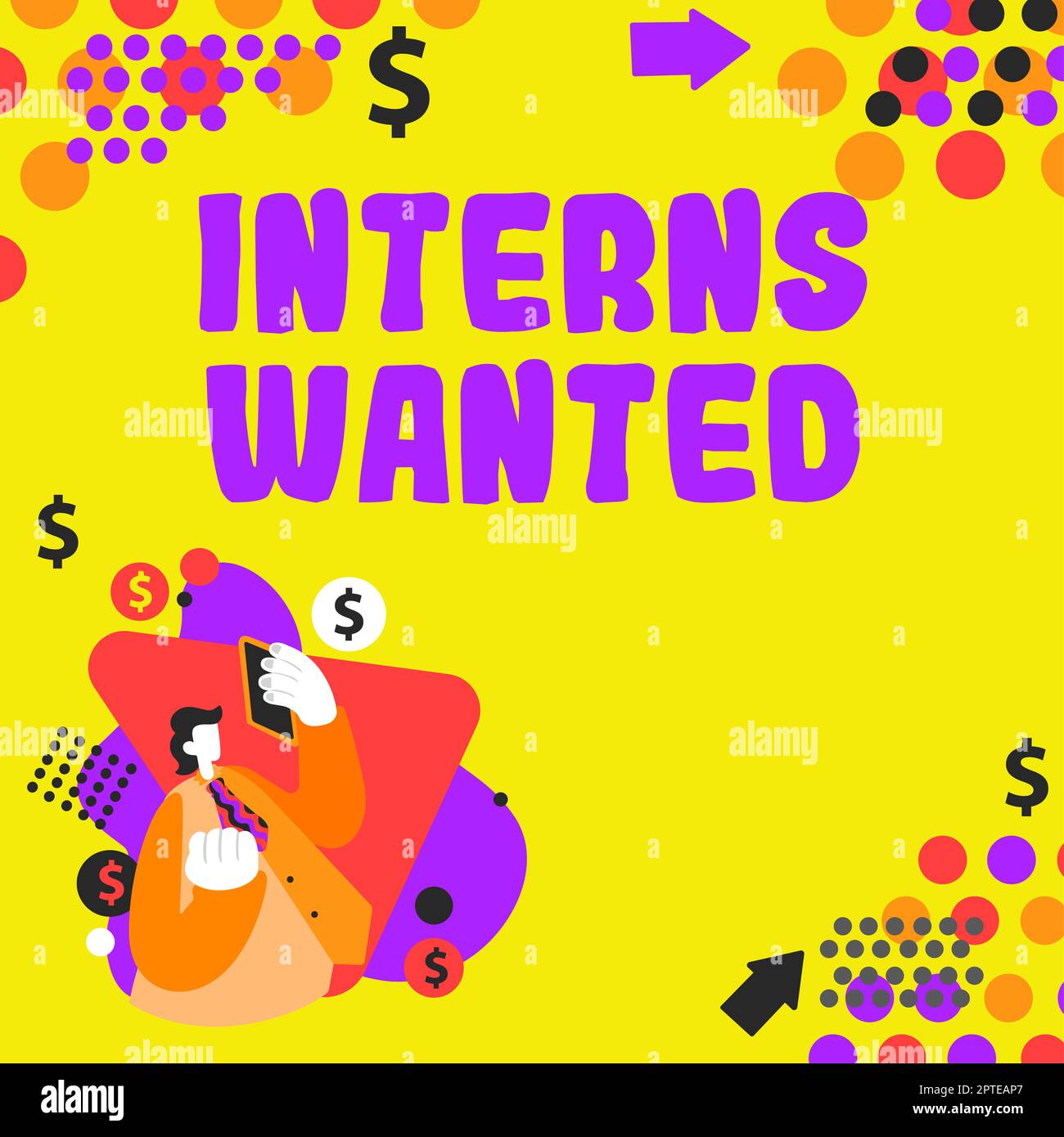 Scrittura a mano di testo interns ha desiderato, concetto che significa cercare sul tirocinante di lavoro studente part-time che lavora Foto Stock