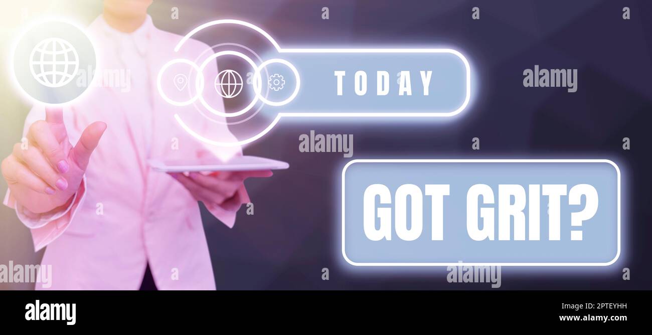 Segno che mostra ottenuto Grit domanda, Business Concept Un duro lavoro con perseveranza verso l'obiettivo desiderato Foto Stock