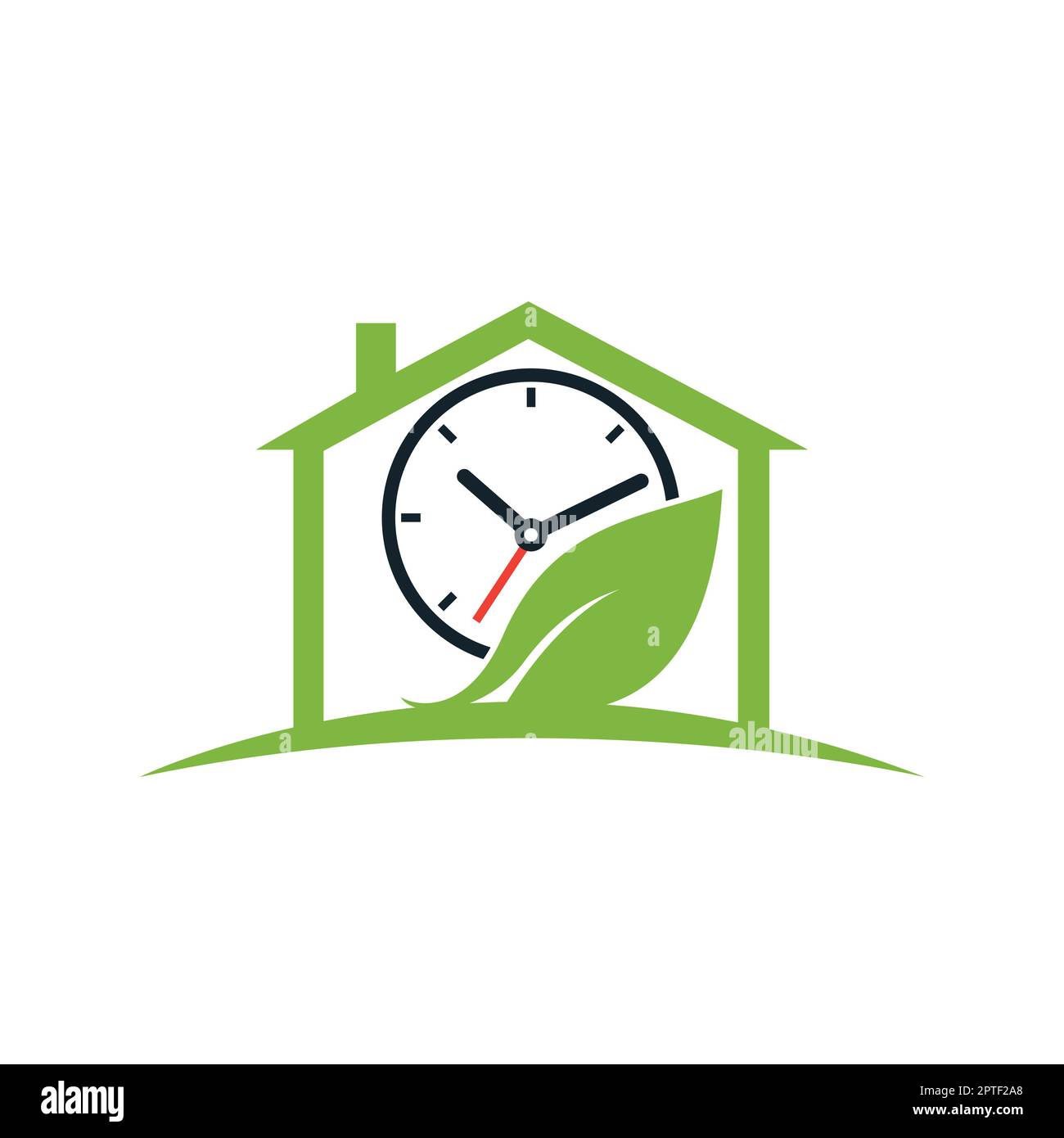 Natura tempo vettore logo design. Combinazione orologio vettoriale e logo foglia. Illustrazione Vettoriale