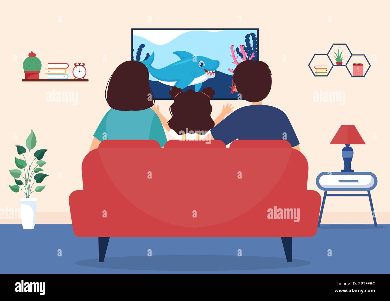 TV modello di canale disegnato a mano Cartoon Flat Illustrazione Home Entertainment per guardare film, film d'azione o Breaking News in televisione Illustrazione Vettoriale