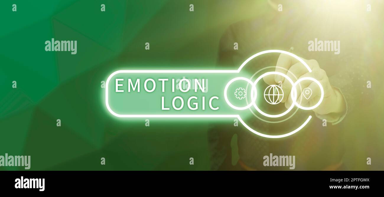 Scrittura che visualizza il testo Emotion Logic, Word for Heart or Brain Soul o Intelligence Confusion EQUAL Balance Foto Stock