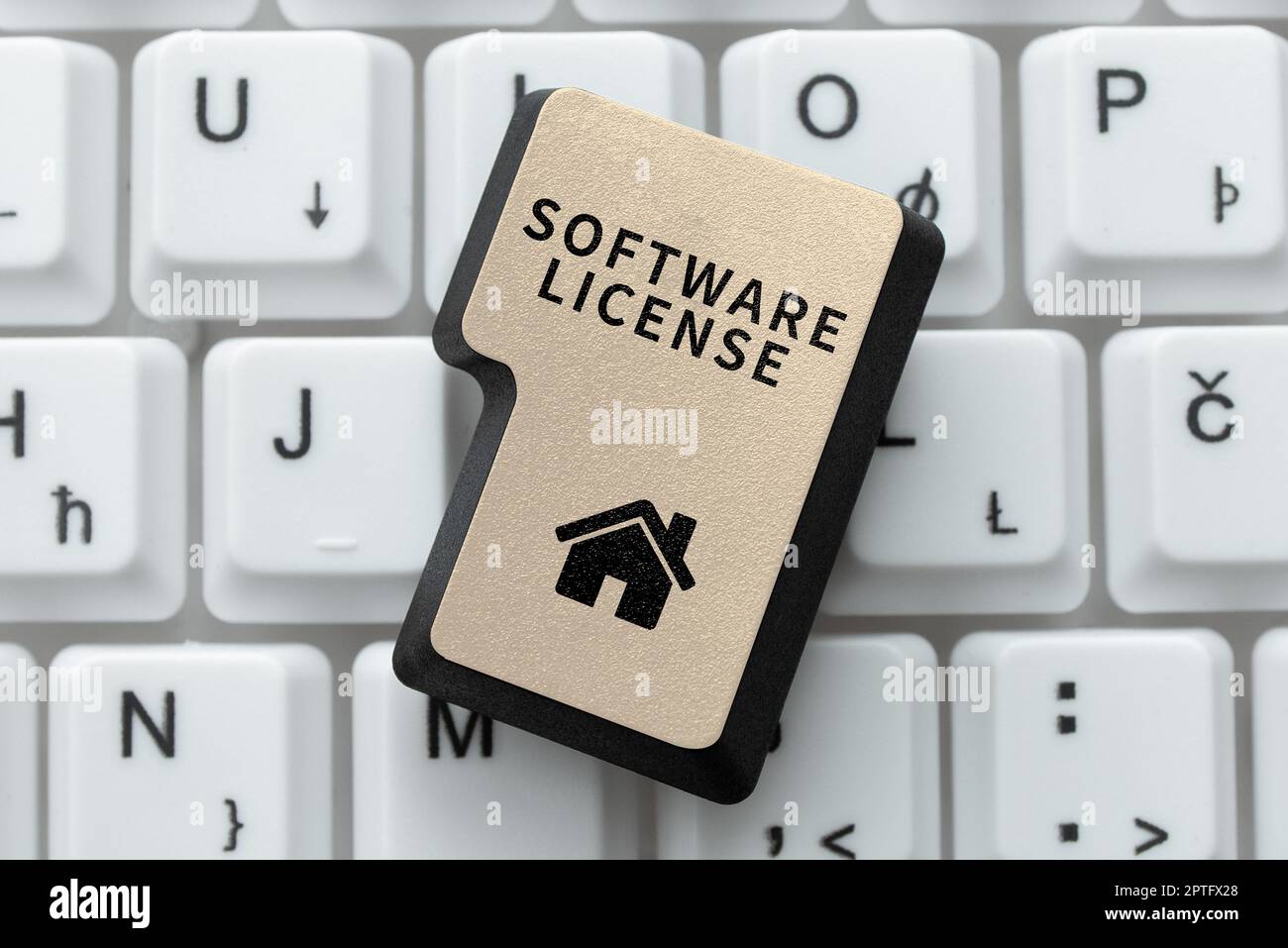 Licenza software per visualizzazione concettuale, strumento legale per il concetto aziendale che regola la ridistribuzione del software Foto Stock