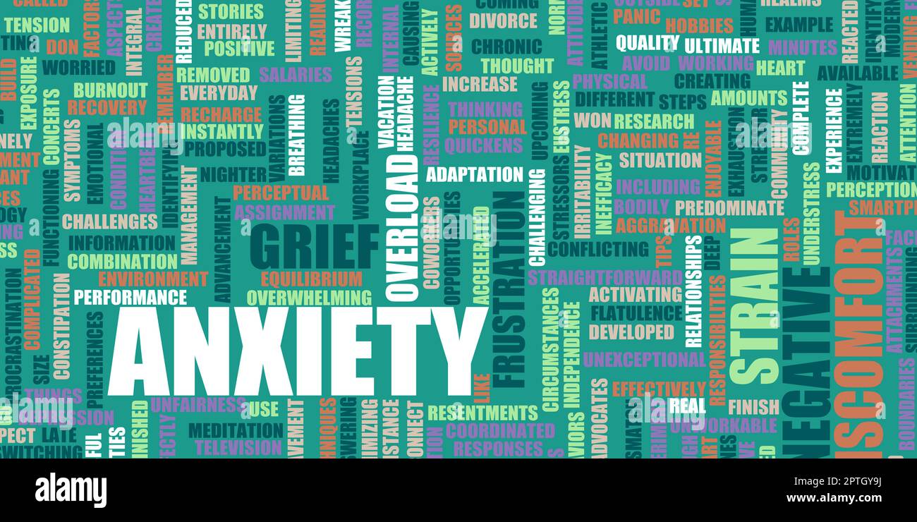 Gestione dell'ansia e dello stress come concetto di salute mentale Foto Stock
