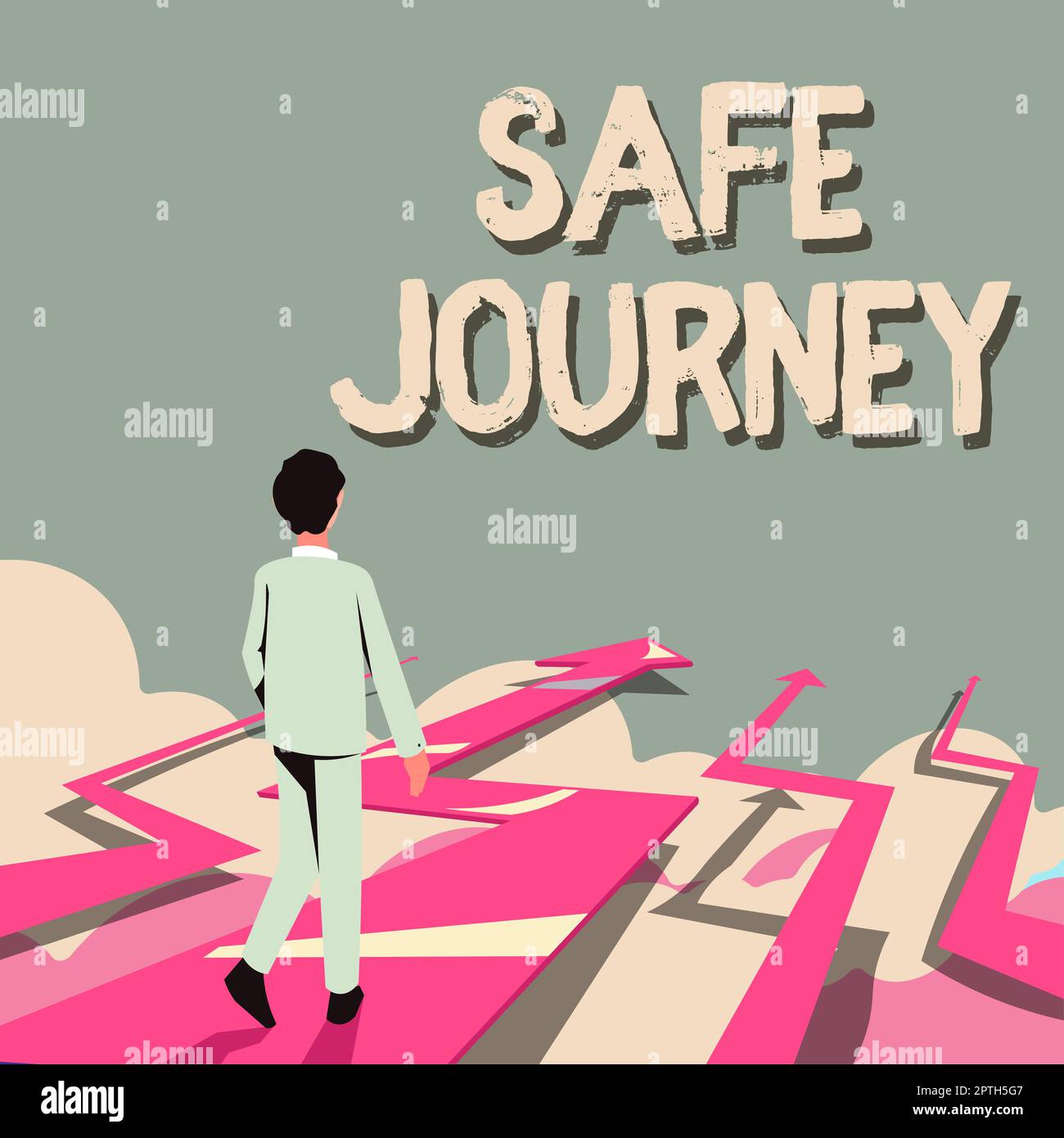 Ispirazione mostrando il segno Safe Journey, Business Showcase Benedizione Bid addio guidare con attenzione utilizzare la cintura di sicurezza Foto Stock