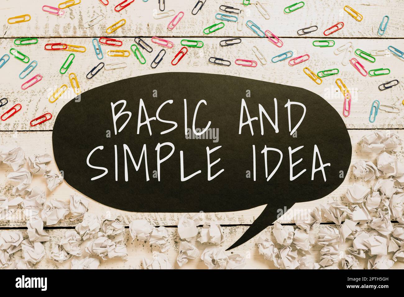 Didascalia concettuale idea di base e semplice, Parola per immagini mentali semplici o suggerimenti una percezione comune Foto Stock