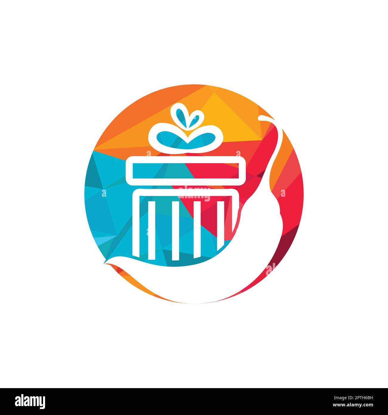 Modello di disegno di marchio del vettore del regalo piccante. Rosso chili regalo vettore logo design. Illustrazione Vettoriale