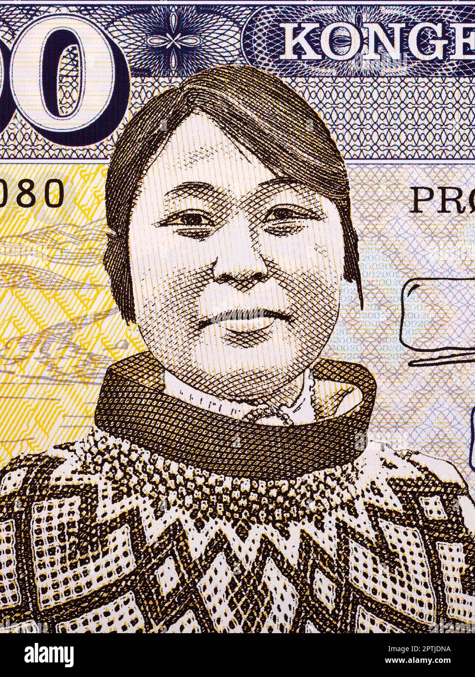 Groenlandia Eskimo un ritratto dal denaro - Kroner Foto Stock