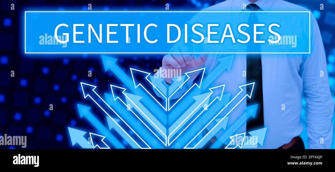 Scrittura a mano segno malattie genetiche, Business Concept malattia causata da un'anomalia in un individuo s è genoma Foto Stock