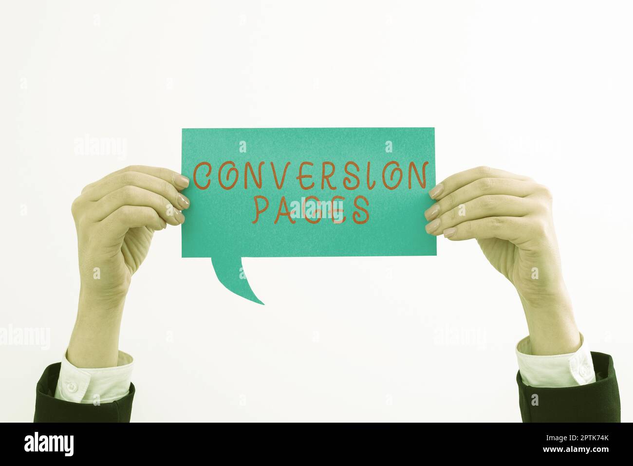 Segno che visualizza le pagine di conversione, idea di affari compare in risposta a scattarsi su un Search Engine Foto Stock