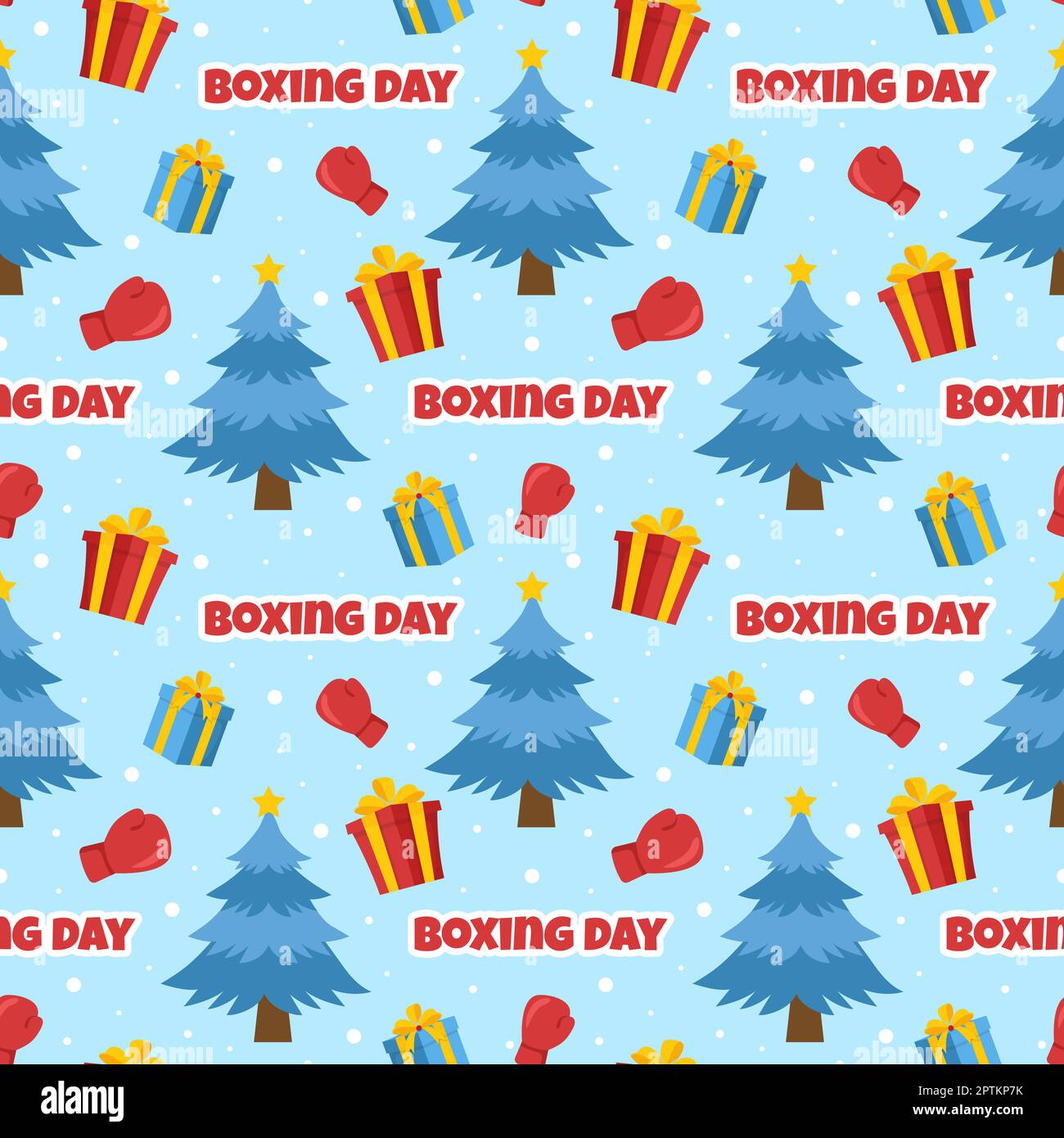 Vendita di giorno di boxe disegno senza cuciture modello con guanto e scatola regalo per la promozione o lo shopping su modello disegno piano di Cartoon mano Illustrazione Vettoriale