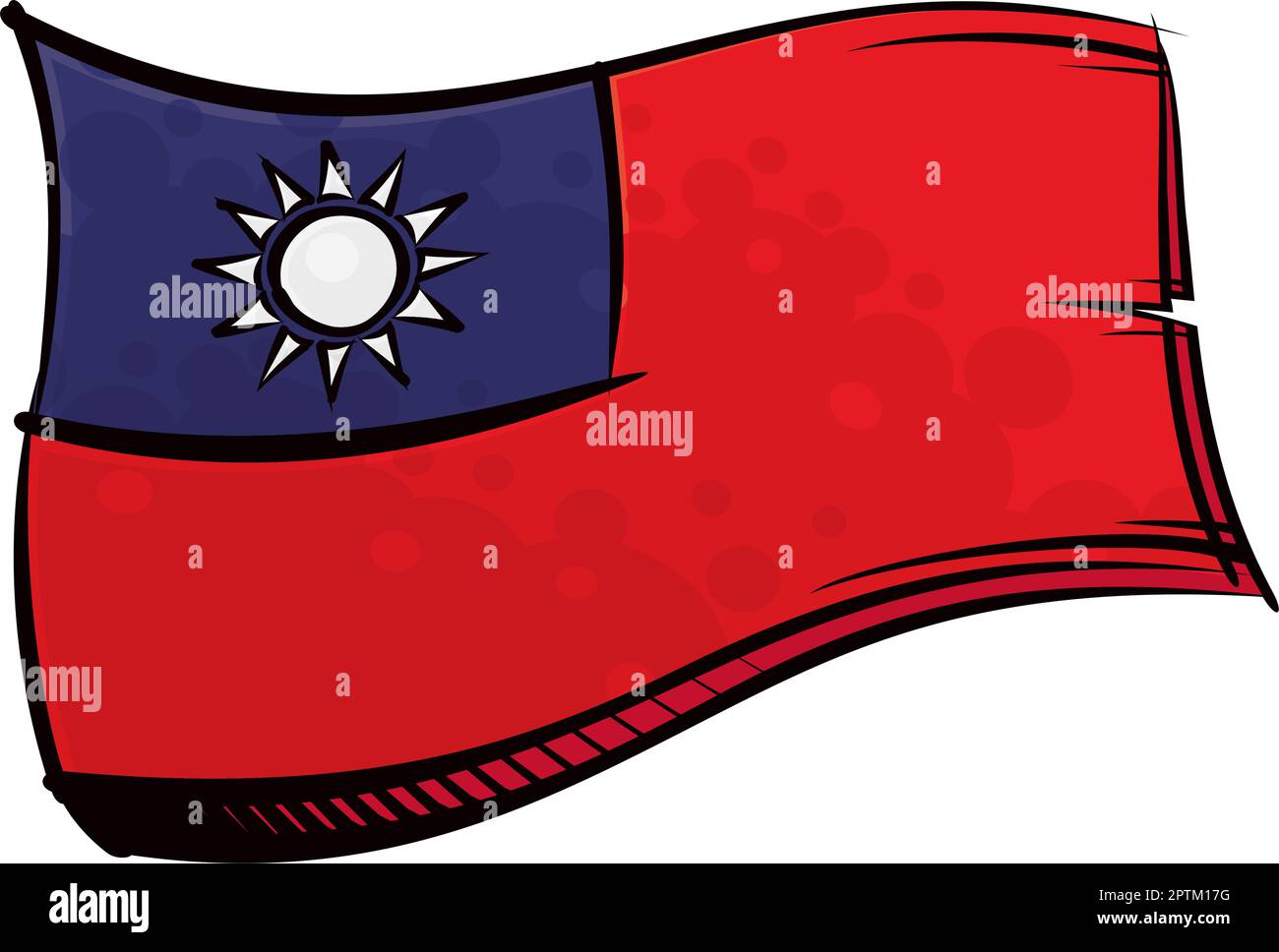 Bandiera taiwanese dipinta che ondola nel vento Illustrazione Vettoriale