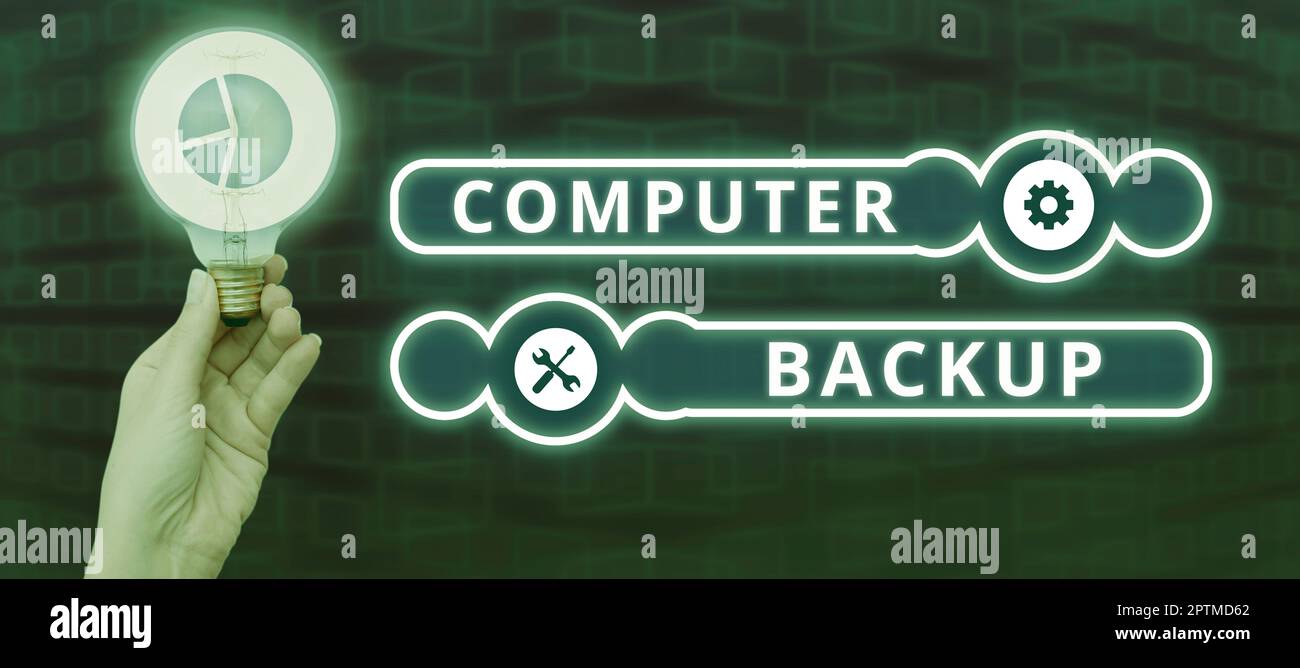 Visualizzazione dei segni computer Backup, concetto che significa l