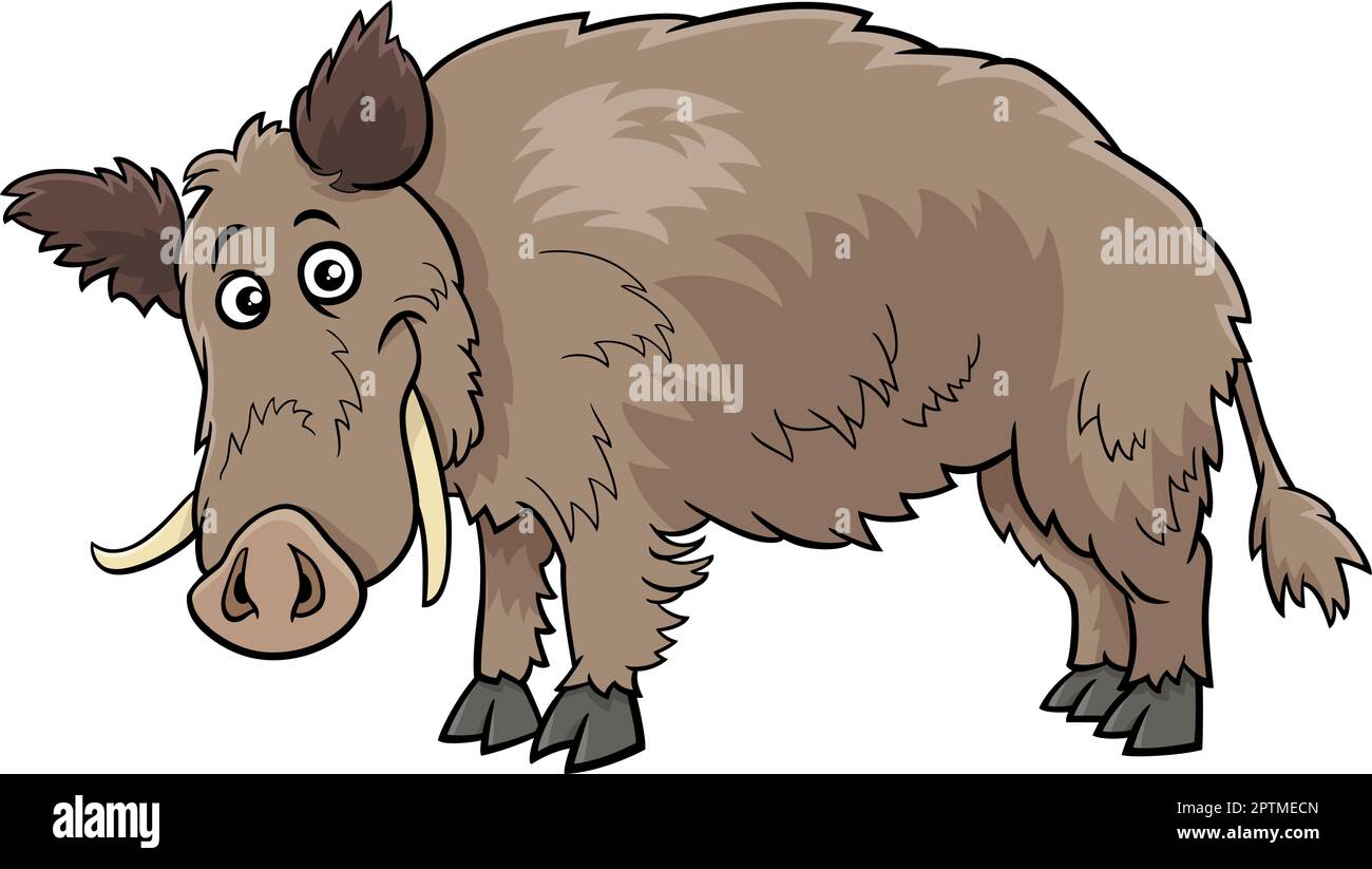 cartone animato cinghiale personaggio divertente animale Illustrazione Vettoriale