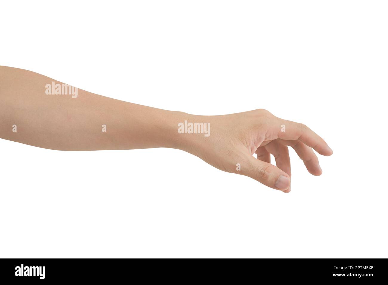 Il gesto della mano isolato su sfondo bianco include il tracciato di ritaglio. Foto Stock
