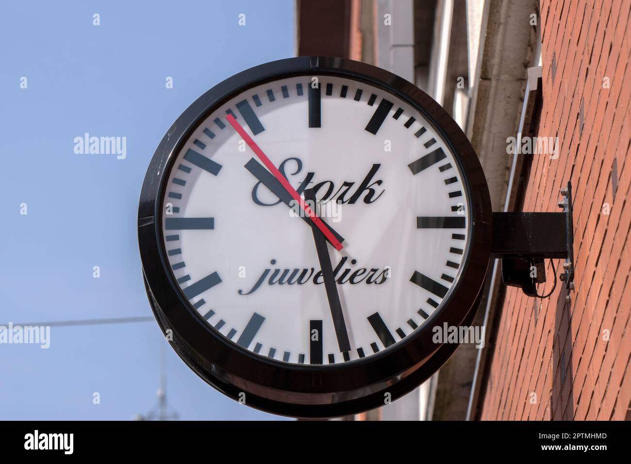 Advertising Orologio dal negozio di Stork ad Amsterdam Paesi Bassi 27-4-2023 Foto Stock
