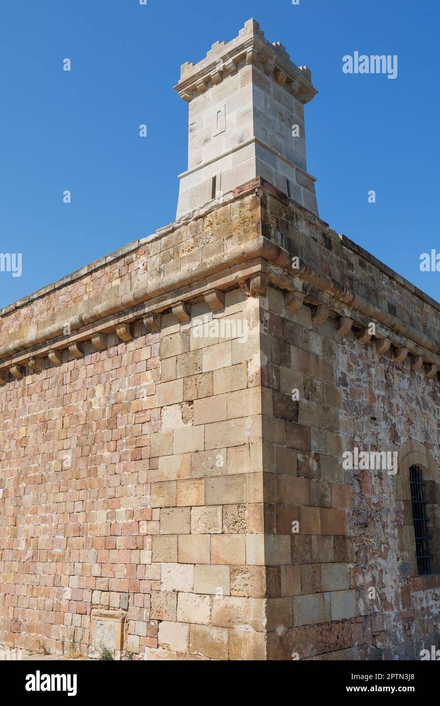 Castello di Montjuic Rampart a Barcellona, Spagna. Foto Stock