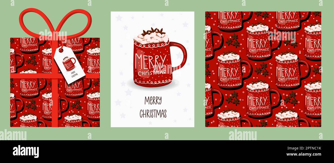 SET DI NATALE, set di modelli di Natale e Capodanno per la scrapbooking di auguri, congratulazioni, inviti, tag, biglietti. Illustrazione vettoriale.creativa Foto Stock
