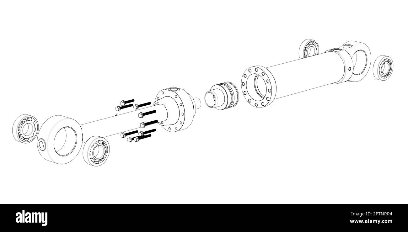 Alta pressione del cilindro idraulico Foto Stock
