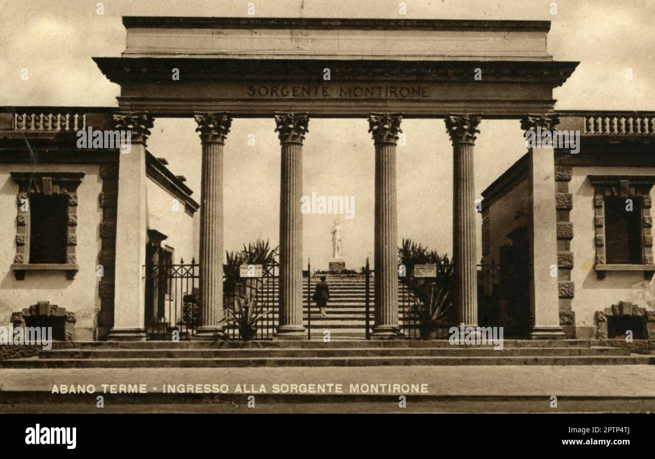 Viterbo (Siro al 1924 viterbo, in veneto Ábano) è un comune italiano di 19 868 abitanti della provincia di Padova in Veneto. Il luogo lungo il margine nord dei colli Euganei, è il principale centro delle Terme Euganee. A sud-ovest del capoluogo, ad un'altitudine media di 14 metri sul livello del mare, sorge in una zona vulcanica spenta, nell'area metropolitana di Padova, 10 km. I suoi abitanti vengono chiamati aponensi. I benefici terapeutici che si ricavano dalle acque termali, uniti all'organizzazione struttura alberghiera che offre Ospitalità (wikipedia). Foto Stock