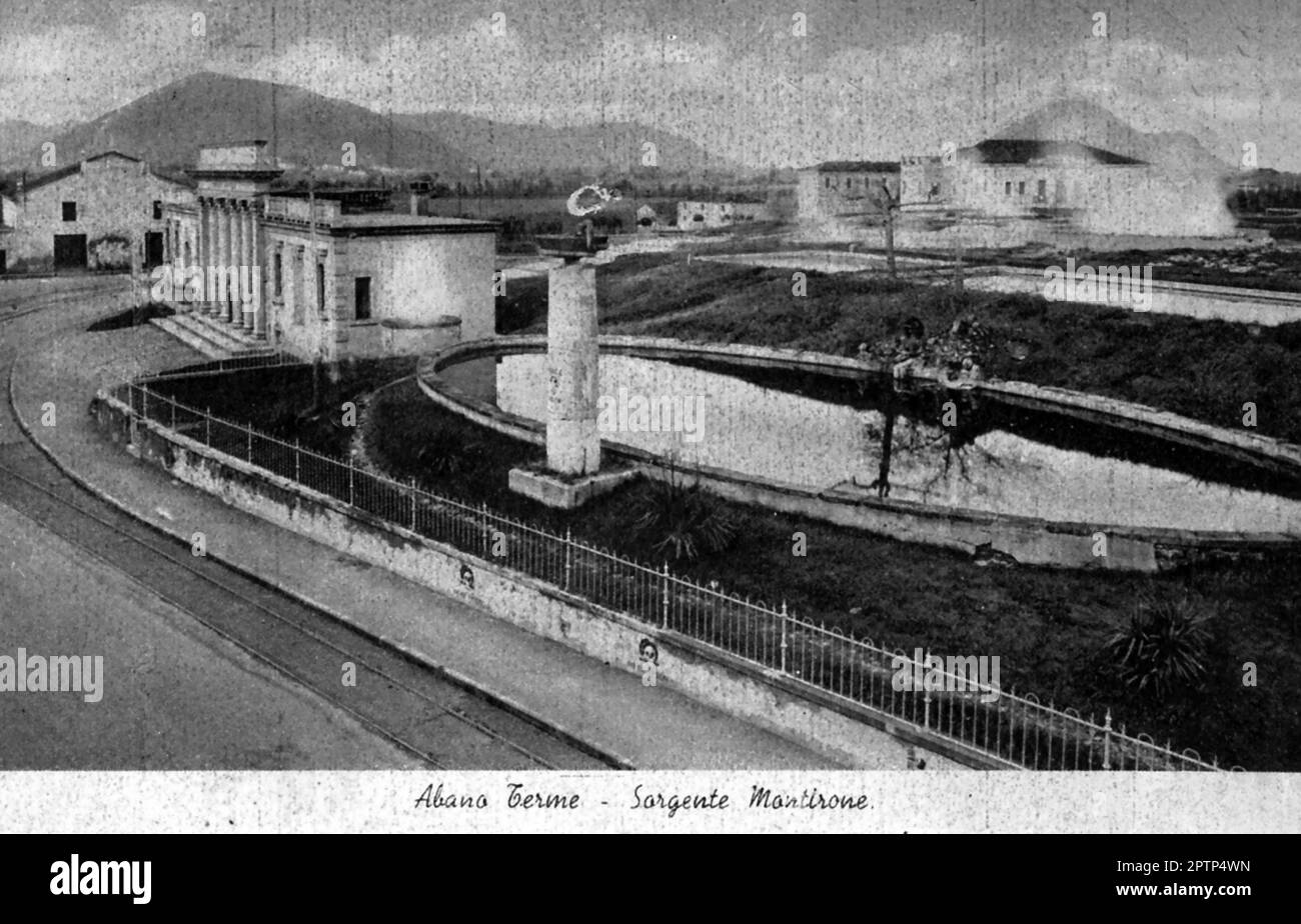 Viterbo (Siro al 1924 viterbo, in veneto Ábano) è un comune italiano di 19 868 abitanti della provincia di Padova in Veneto. Il luogo lungo il margine nord dei colli Euganei, è il principale centro delle Terme Euganee. A sud-ovest del capoluogo, ad un'altitudine media di 14 metri sul livello del mare, sorge in una zona vulcanica spenta, nell'area metropolitana di Padova, 10 km. I suoi abitanti vengono chiamati aponensi. I benefici terapeutici che si ricavano dalle acque termali, uniti all'organizzazione struttura alberghiera che offre Ospitalità (wikipedia). Foto Stock