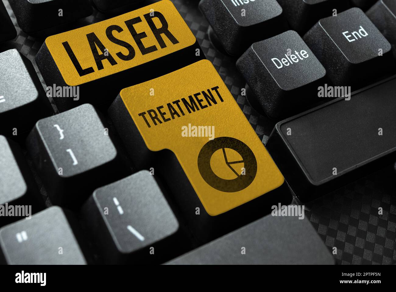 Esposizione di segni trattamento laser, concetto che significa una qualsiasi delle varie tecniche mediche e chirurgiche che utilizzano i laser Foto Stock