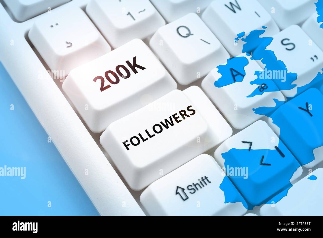 Segno di scrittura della mano 200K seguaci, numero di metodo di affari degli individui che segue qualcuno dentro Foto Stock
