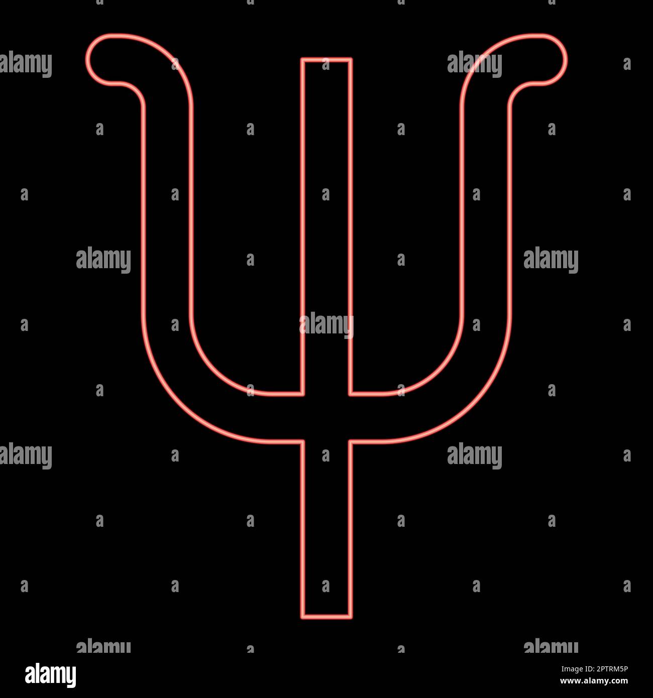 Neon psi simbolo greco lettera piccola carattere minuscolo rosso colore vettore illustrazione immagine stile piatto Illustrazione Vettoriale