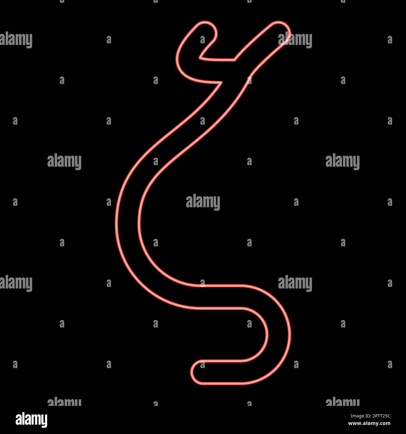 Neon zeta greco simbolo piccola lettera minuscola font rosso colore vettore illustrazione immagine stile piatto Illustrazione Vettoriale