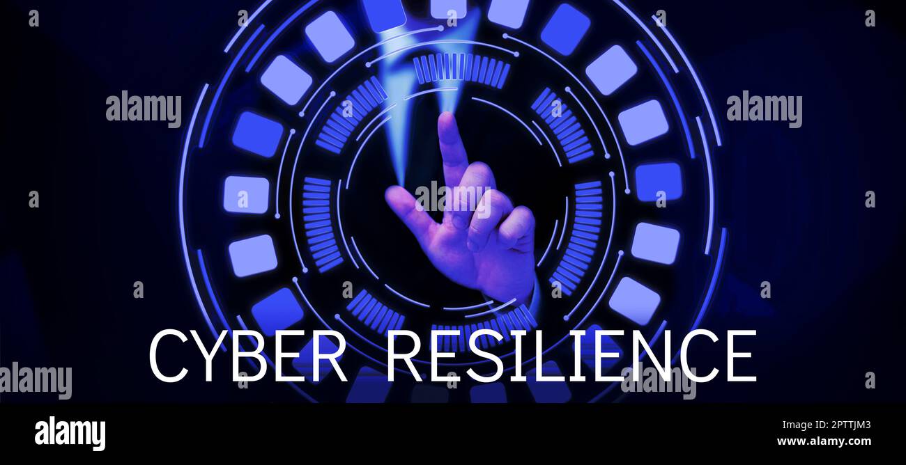 Visualizzazione concettuale Cyber Resilience, fotografia concettuale misura il livello di capacità di un'azienda di gestire un attacco informatico Foto Stock