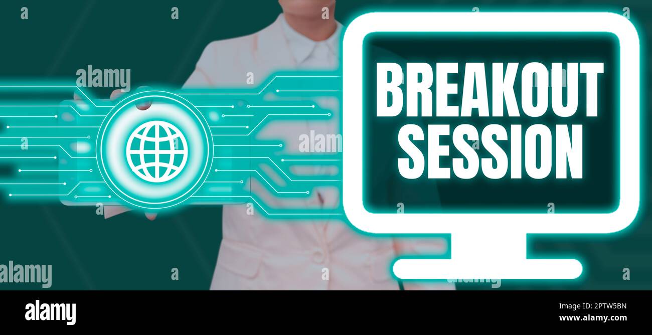 Firma la sessione di breakout, la discussione del workshop sul concetto aziendale o la presentazione su un argomento specifico Foto Stock