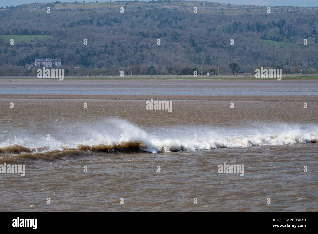 La marea di Arnside ha viaggiato fino all'estuario del Kent ad Arnside, Milnthorpe, Cumbria, Regno Unito. Foto Stock