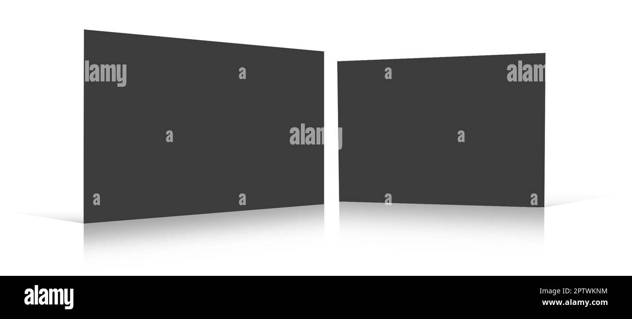 Nero inserire un referto o un modello vuoto per la creazione di layout e la progettazione delle presentazioni. Rendering 3D. Immagine generata digitalmente. Isolato sul retro bianco Foto Stock