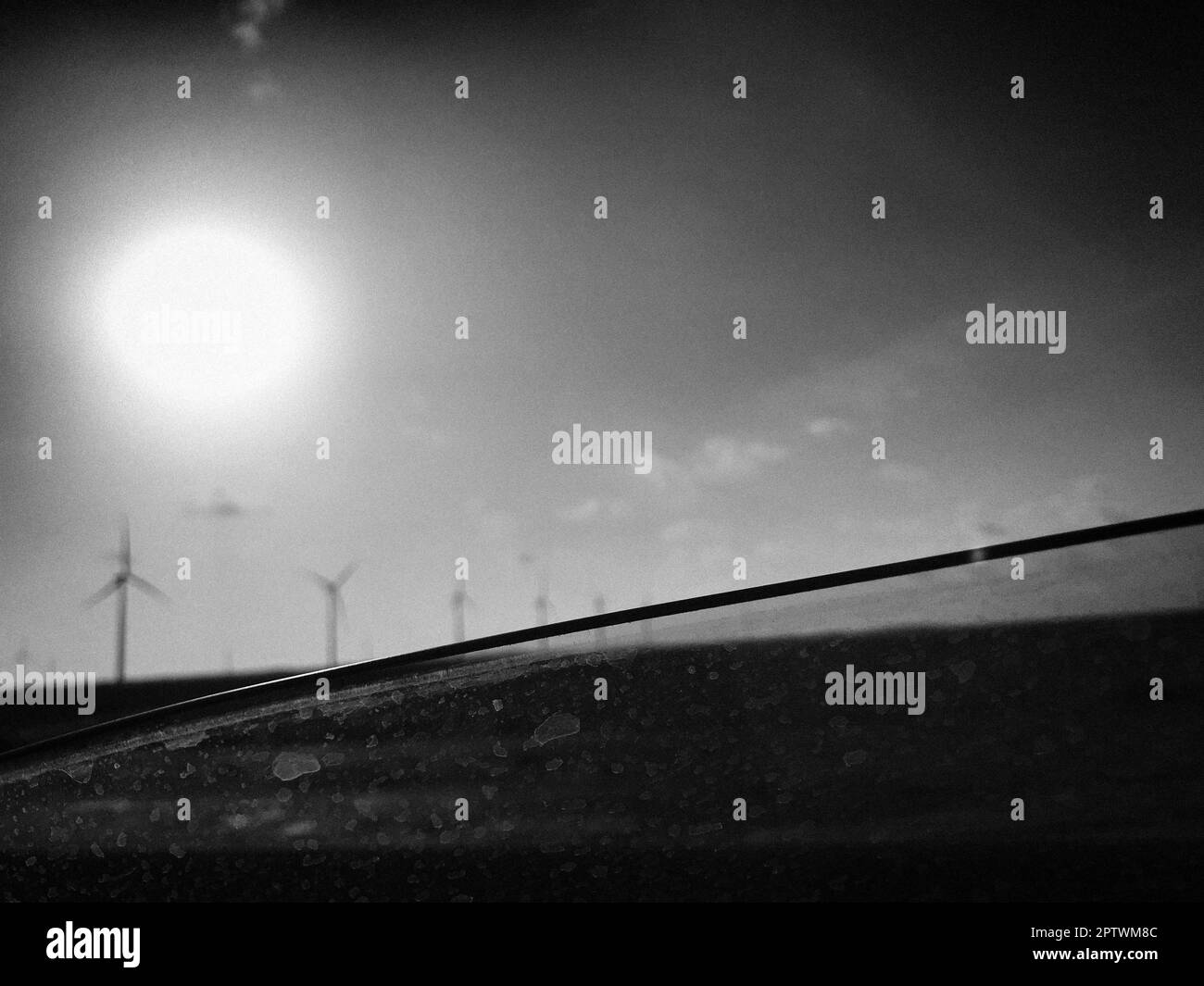 Marocco, dintorni di Laayoune, turbine eoliche Foto Stock