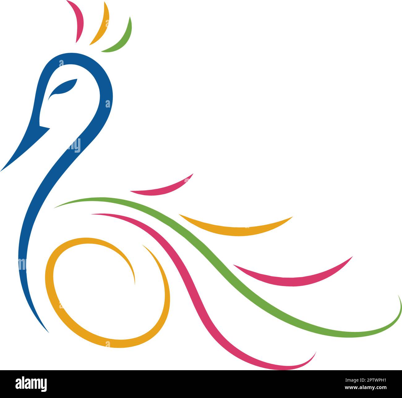 Disegno illustrativo del logo dell'icona Peacock Illustrazione Vettoriale