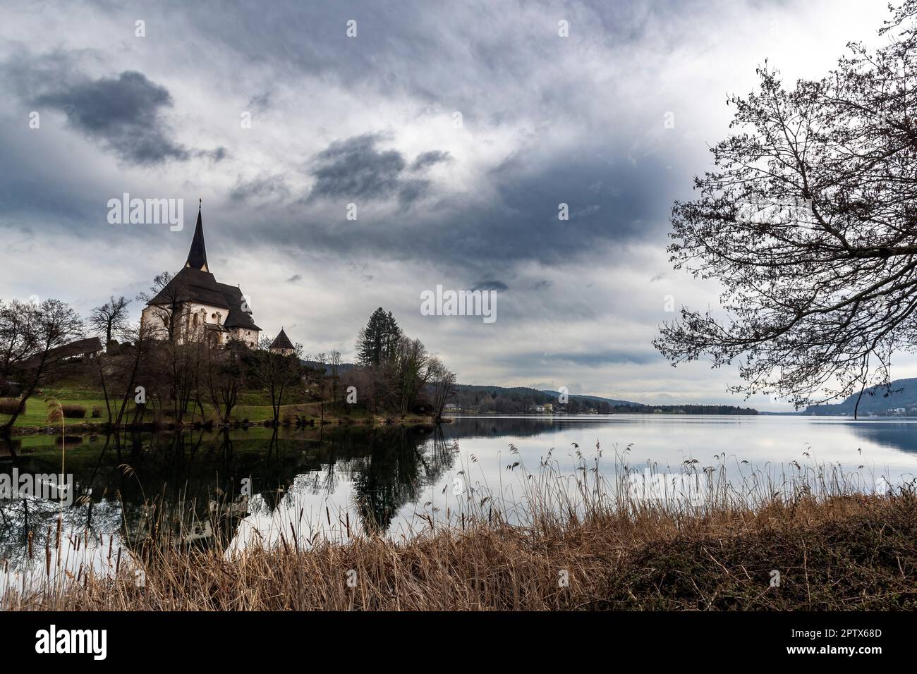 Lago Worthersee in Carinzia, bassa Austria Foto Stock